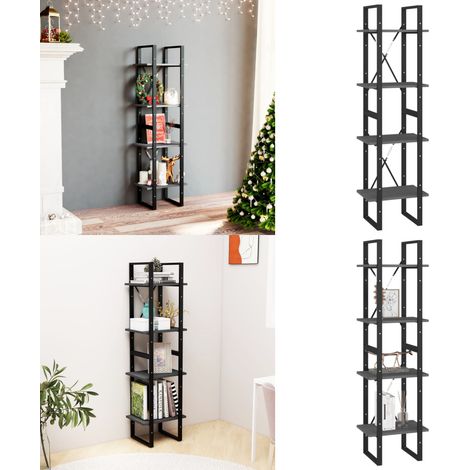 Libreria a 4 Ripiani Grigia 40x30x140 cm in Massello di Pino - Libreria grigia - Libreria a 4 ripiani