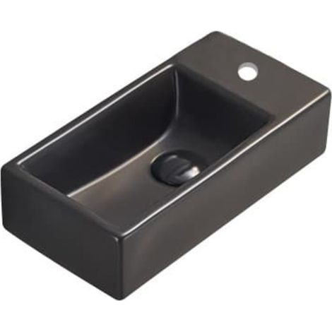 Swiss Aqua Technologies Brevis Lavabo sospeso con foro per rubinetto, destro, 40,5x20,5x10,5 cm, nero (SATBRE4020SRBKM) (1/5)