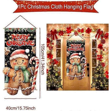 Décorations de Noël suspendues pour porche et porte, bannière, ornements pour la maison, cadeaux de Noël, décorations de Noël et du Nouvel An. (1/5)