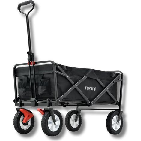 FUXTEC Bollerwagen FX-CT100, faltbarer Transportwagen, 75kg Traglast, kompakt klappbar, schwarz, für Kinder & Ausrüstung, mit Schiebestange (1/5)