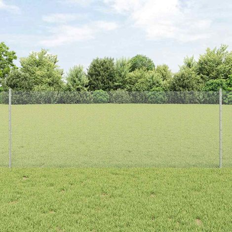 Zaun mit Pfosten Silber 0,8 x 10 m Stahl