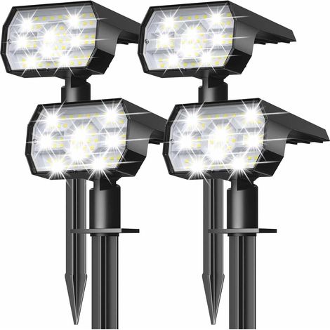 Lot de 4 lampes solaires d'extérieur étanches IP68 – Projecteurs de jardin à 56 LED, 3 modes d'éclairage pour l'aménagement paysager de votre cour. (1/5)