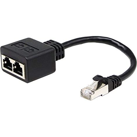 Adaptateur RJ45 - Mâle Vers Femelle - Double Sortie - 15 cm - Pour Extension De Port Réseau Entre Appareils Ethernet - 1 Pièce (1/5)