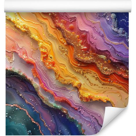 Carta da parati color oro inchiostro e arancione per soggiorno e camera da letto, 50x1000 cm (1/5)