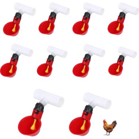 Abreuvoir automatique pour volailles, système d'abreuvoir à coupelle pour poules et poussins avec raccord en T 1/2" (1/5)