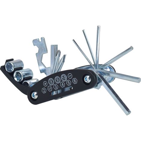 Kit d'outils de réparation pour vélos et scooters, comprenant un tournevis 16 en 1, une clé de réparation de pneus pliable multifonction et des gants.
