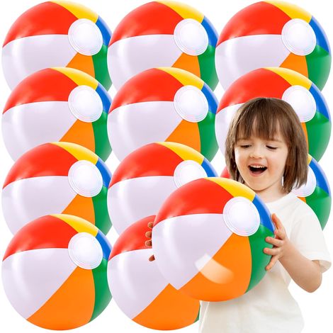 Balles de Plage Arc-en-Ciel, 30 cm Jouets de Piscine gonflables pour Jeux d'eau d'été Kids Birthday Party Supplies Combo Set Balles de Plage gonflables (1/5)