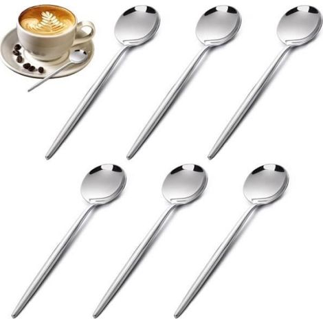6 Cuillère, Acier Inoxydable, 12,9cm, Polie, Dessert, Café, Maison (1/3)