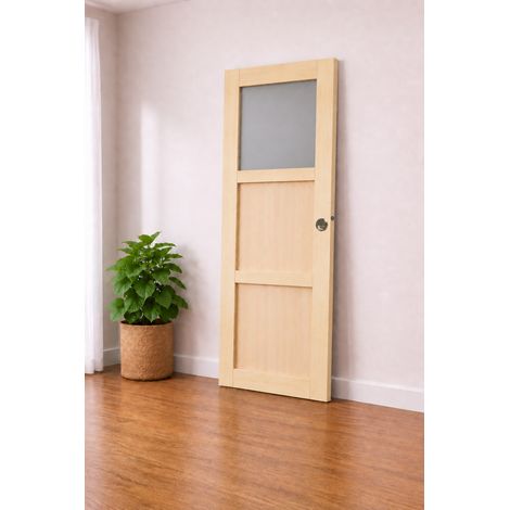 Porte Coulissante Ayous 2 Panneaux, 1 Vitrage H204 X L73 Cm, Coquilles, Tire Doigt Gd Menuiseries (1/3)