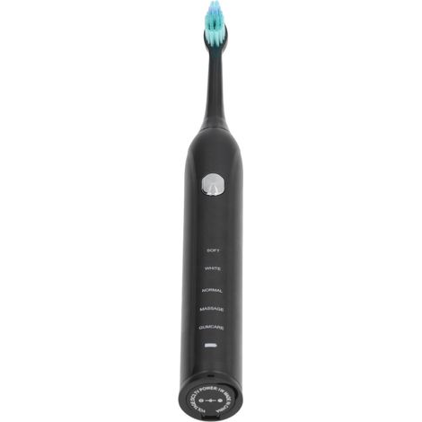 Brosse à dents électrique puissante, rechargeable, portable, intelligente, noire, rechargeable par USB, 5 niveaux d'intensité (1/5)