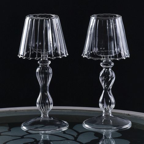Bougeoir en verre transparent en forme de lampe de table pour salle à manger (1/5)