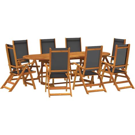 Maison Exclusive - Set Pranzo da Giardino 9pz Legno Massello di Acacia e Textilene (1/5)