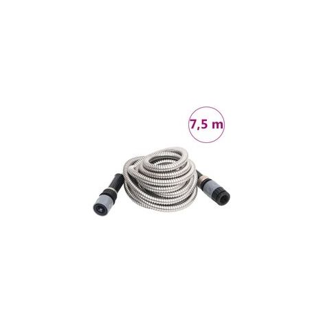 Gartenschlauch mit Spritzpistole, silber, 7,5 m (0,6 Zoll), Edelstahl - Crezuo