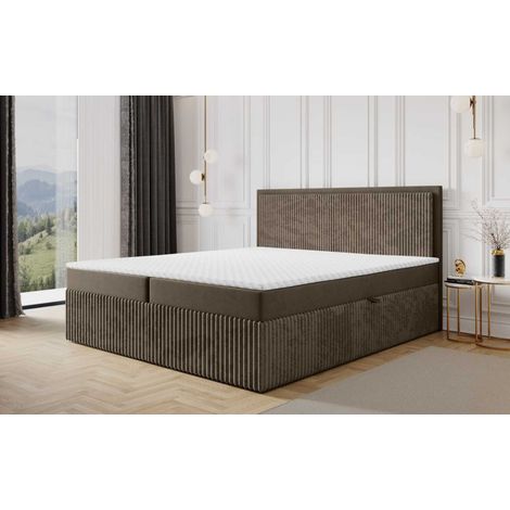 Boxspringbett Schlafzimmerbett HIDIS 140x220cm Stoff Vito Braun (1/4)