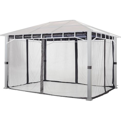 Toolport – Moustiquaires 4 toiles pour tonnelle 3x4 m – 100% polyester – 4 fermetures éclair – Protection contre les insectes (1/5)