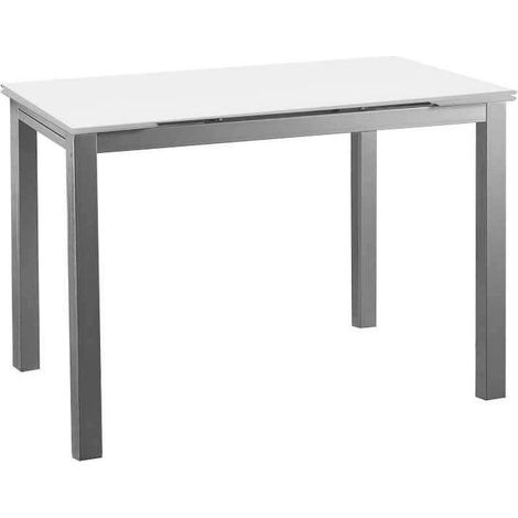 Mesa para cocina extensible acabado cristal blanco, 76.5 cm(alto) 110/170 cm(ancho)70 cm(fondo). (1/2)