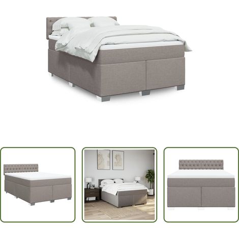 vidaXL Taschenfederkern - Boxspringbett mit Matratze Taupe 160x200 cm Stoff (1/5)
