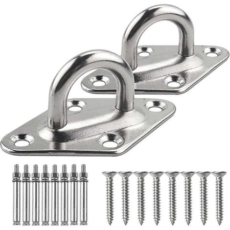 Crochet de hamac en acier inoxydable 304, kit de fixation robuste pour hamac avec boulons pour crochet pivotant, support mural (1/4)