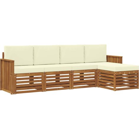 Conjunto de sofás de exterior con cojín 5 pcs Natural y Crema vidaXL (1/5)