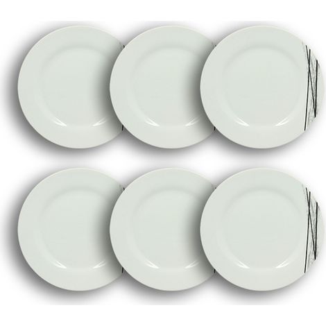 Lot de 6 assiettes desserts en porcelaine 19cm, CARBONE (1/3)