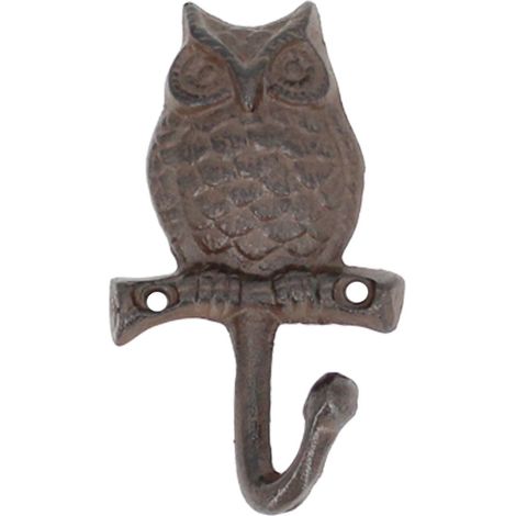 Wandhaken in Form einer Eule aus Gusseisen rostbraun 12 cm (1/5)