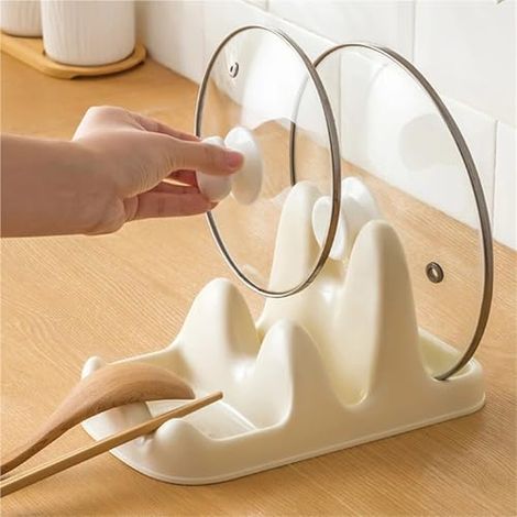 Porte-cuillères, porte-couvercles avec bac de récupération d'eau, organisateur polyvalent de couverts et d'ustensiles de cuisine, grand support de rangement pour la vaisselle dans la cuisine (2 pièces (1/3)