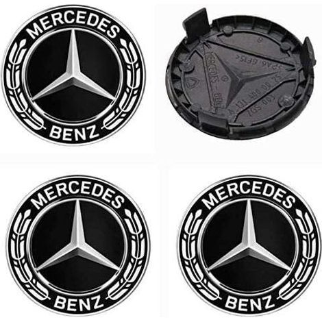 4 pièces Cache Moyeux Compatible with Mercedes Benz 75mm Cache de Roue Centrale ABS Accessoires de Voiture,A Type, (1/4)