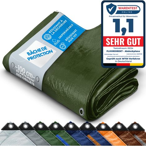 Bâche de protection 240 g/m² Vert 10 x 15 m