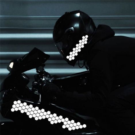 Autocollant Réfléchissant - Hexagonal - Pour Casque Vélo Scooter Poussette - Noir - 1 Pièce (1/5)