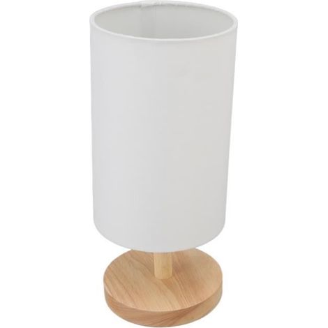 (Blanc)Lampe de chevet Modèle compact - Base en bois - Abat-jour en tissu - Électrique (1/4)