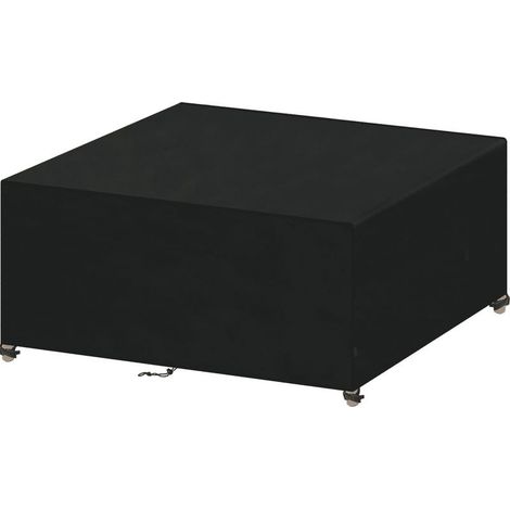 Housse Salon de Jardin 150x130x90cm 210D Oxford Noir Housse Table de Jardin Rectangulaire housse protection salon jardin Extérieur Imperméable Coupe-Vent Anti-UV Résistant Au Froid (1/5)