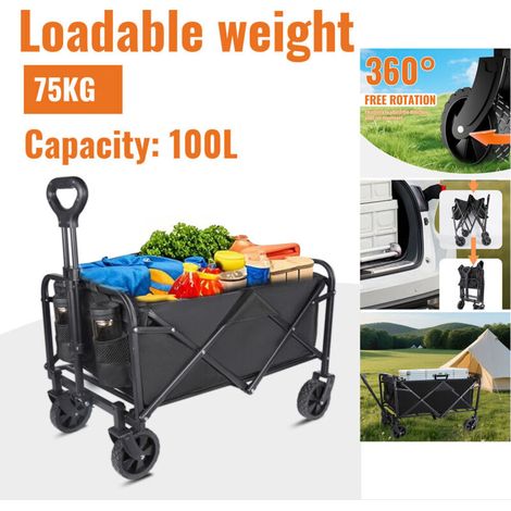 Chariot Utilitaire Pliable Multifonction Roues Camping Plein Air