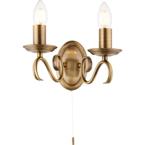 Endon Bernice - Lampada da parete a candela per interni a 2 luci in ottone antico, E14 (1/5)