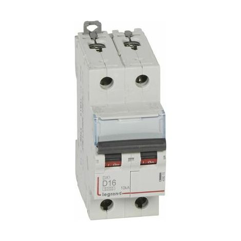 Disjoncteur DX³6000 10kA arrivée haute et départ bas à vis 2P 230V à 400V - 16A - courbe D - 2 modules - 408015
