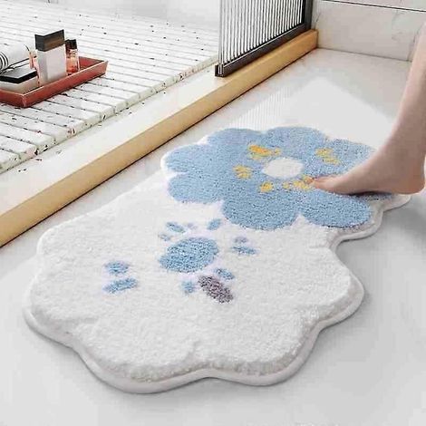 Petit tapis absorbant, antidérapant, aspect cachemire, pour douche, salle de bain, toilettes, 40 x 60 cm, motif floral (1/4)