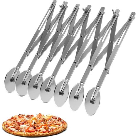 1 Coupe-Pâte à 7 Roues, Acier Inoxydable, Réglable, Pliable, Pour Pizza, Gâteau, Cuisson (1/5)