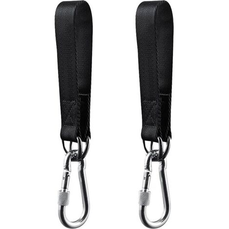 2-Piece Black Swing Hanging Kit, Garden Swing Straps, Hammock or Hanging Seat, with 2 Heavy Duty Carabiners and D-Rings (1/5)