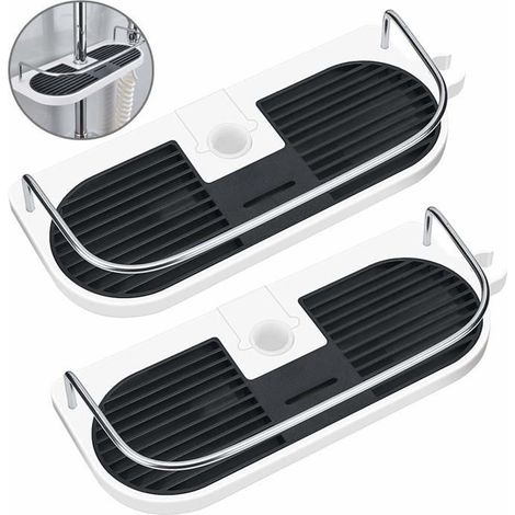 Lot de 2 étagères de douche sans perçage pour rail de douche – Support de rangement pour salle de bain,pour rail de 19 mm à 25 mm (1/5)