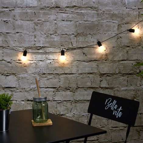 The Home Deco Factory – Guirlande solaire 20 LEDS – Ampoules blanches – Éclairage écologique pour espaces extérieurs – Recharge automatique