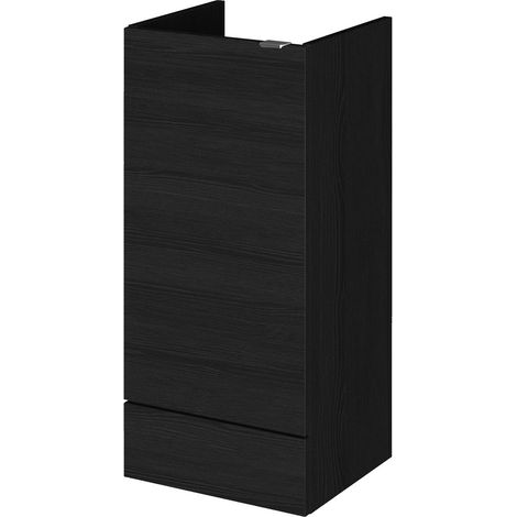 Hudson Reed Fusion Charcoal Black Woodgrain 400mm Floor Standing Single Door Storage Unit - OFF684 (1/4)