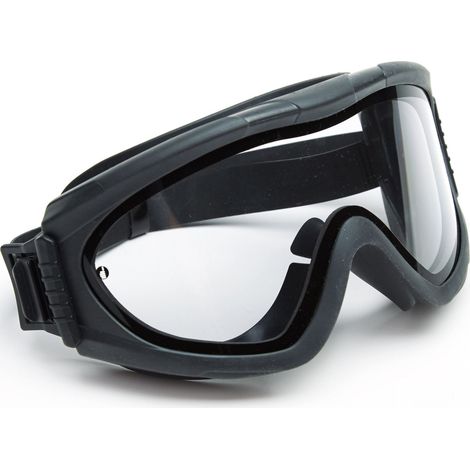 Lot 6 Lunettes-Masques Protection SINGER EVAFLEX Premium - Corps TPU Noir - ecran Polycarbonate Incolore Antibuee Antirayures - Classe 1 - EPI BTP (1/2)