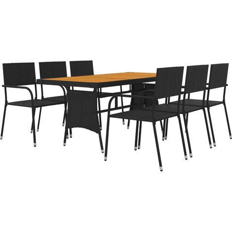 Muebles de comedor de exterior de 7 piezas de ratán sintético negro 020014686 (1/5)