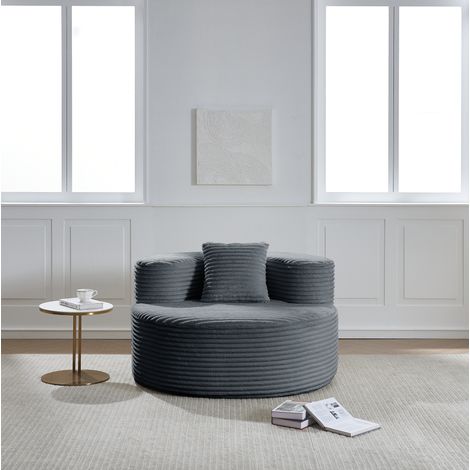 Sillón puff de pana 112 x 105 x 59 cm, sin montaje, gris oscuro DESVIAE (1/5)