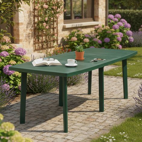 Dmora Table rectangulaire extensible, avec 6 pieds, Made in Italy, 144x90x72 cm (fermé), couleur Vert (1/3)