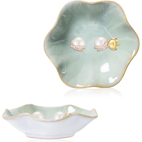 Plato Para Joyas Cerámica Forma De Hoja - 11 cm - Decoración Para Mesita De Noche - Ideal Como Regalo (1/5)