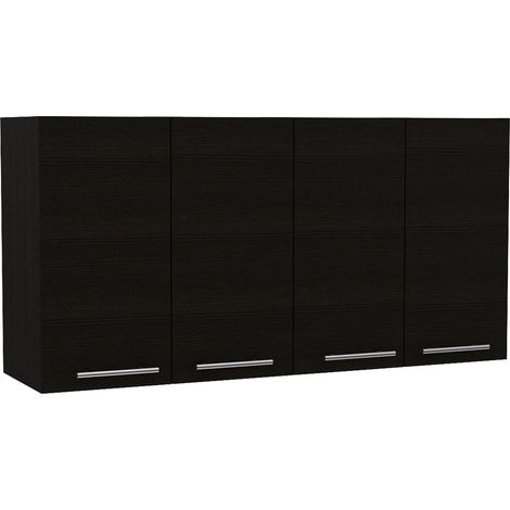 Pensile da cucina in melamina Paris con 4 armadi e 2 ripiani (1/5)