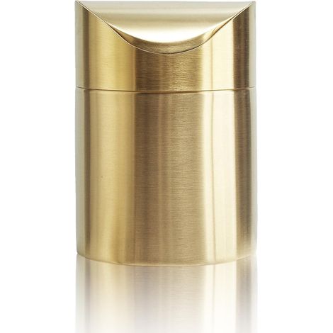 Poubelle en acier inoxydable de 1,5 litre avec couvercle basculant et amovible, mini poubelle de cuisine, bureau ou salle de bain, dorée