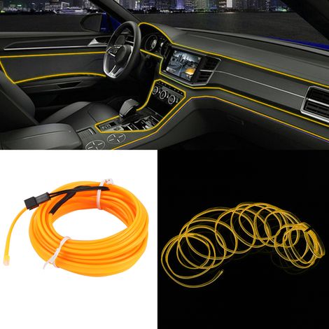Ruban Lumineux Décoratif Voiture Éclairage Intérieur LED EL Automobile Bandeau Froid 4 Mètres Jaune (1/3)