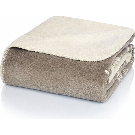 Couverture Douillette Design Plumes Gris - Couverture de Maison Douce en mélange Coton-polyacrylique pour canapé et lit 150 x 200 cm (1/5)