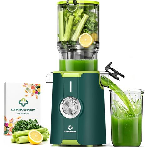 LINKChef Extracteur de Jus Vertical Slow Juicer 200W avec Goulot Large 115 mm (1/5)